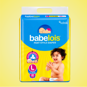 Babelois Pant Style Baby Diapers Large Size( 9–14 kg) for Overnight Absorption Technology | Soft,Breathable & Leak-Proof | Pack of 24
