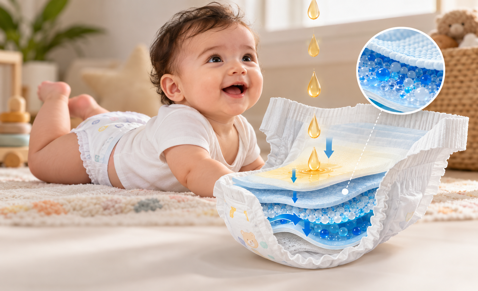 How a Baby Diaper Handles Every Drop of Pee | Babelois